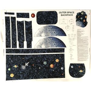 Backpack Cut & Sew Panel - Outer Space Fabric Panel Cotton School Cranston